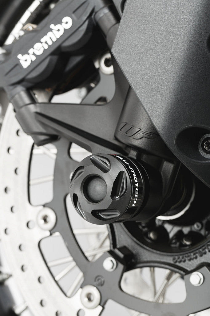 SW-MOTECH Front Axle Sliders (KTM 1050 Adventure '15+, 1190 Adv/R '13+, & 1290 Super Adventure '15+)